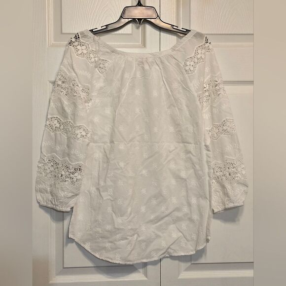 REBA Dylan Pure White Long Sleeve Embroidered Blouse Medium NWT - Picture 3 of 9